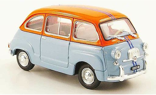 Fiat 600 Multipla 1/43 Brumm D bleu orange 1966 miniature