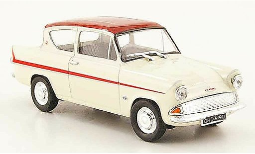 Ford Anglia 105E 1/43 Cararama MkI blanche rouge miniature