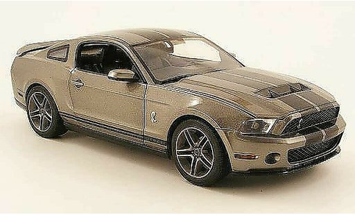 Shelby GT 500 2010 1/18 Greenlight grise avec bandes noires miniature