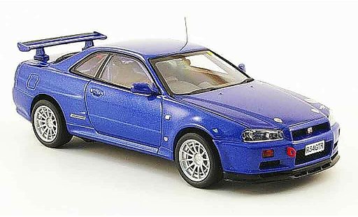 Nissan Skyline R34 1/43 Kyosho GT R Gr.N bleu miniature