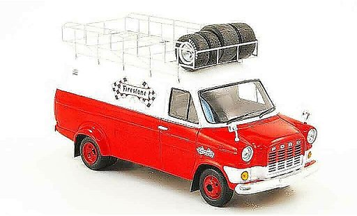 Ford Transit Kastenwagen 1/43 Spark Firestone avec toitbarres de toit 1972 miniature