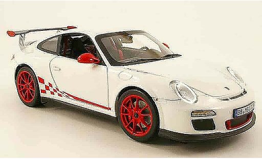Porsche 911 GT3 RS 1/18 Norev 2010 blanche avec roter dekoration miniature