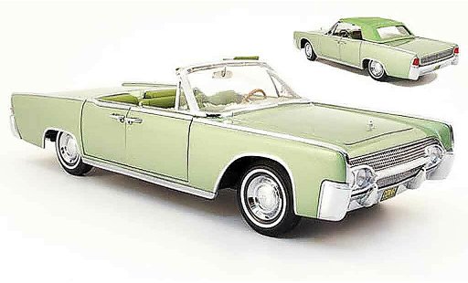 Lincoln Continental 1961 1/18 Yat Ming cabriolet verte miniature