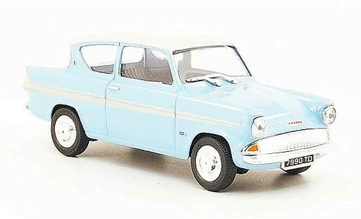Ford Anglia 105E 1/43 Cararama bleu blanche miniature