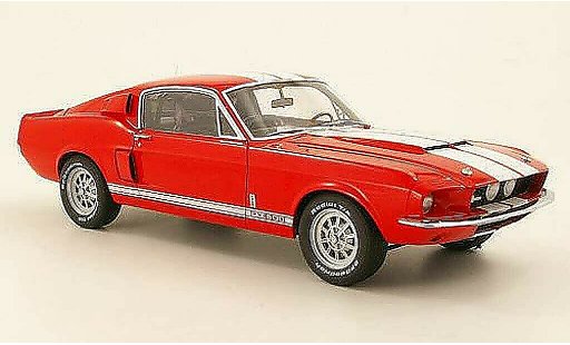 Shelby GT 500 1967 1/18 Autoart rouge avec blancheen bandes miniature