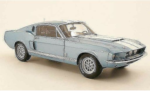 Shelby GT 500 1967 1/18 Autoart bleu avec blancheen bandes miniature