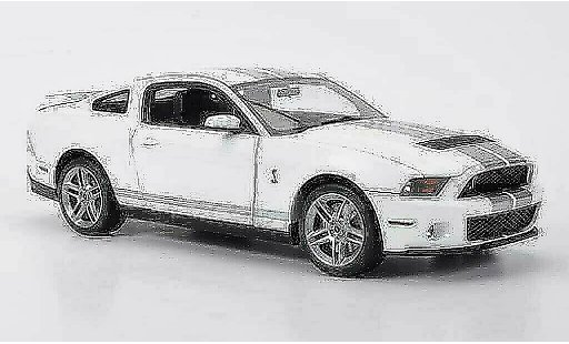 Shelby GT 500 2010 1/18 Autoart blanche avec grise metalliseenen bandes miniature