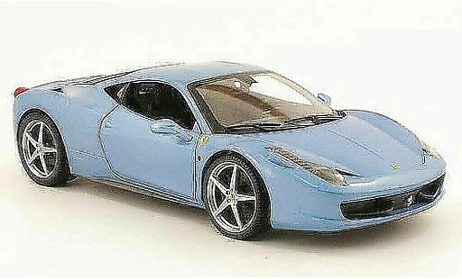 Ferrari 458 Italia 1/18 Hot Wheels grise metallisee bleu miniature
