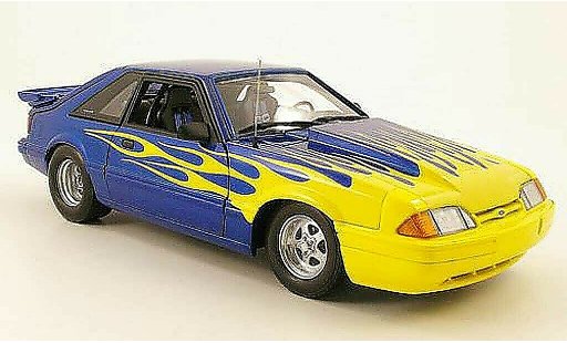 Ford Mustang LX 5.0 1/18 GMP drag car bleu/jaune miniature