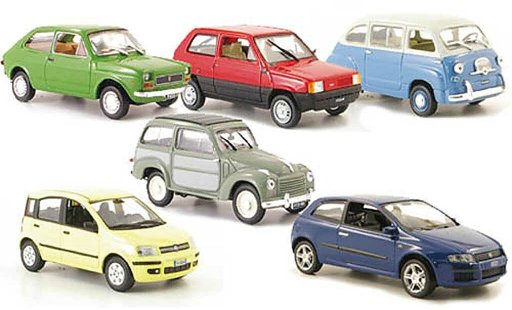 Fiat 500 C 1/43 Hachette 6er-Set: 127 600 Multipla Panda Belvedere miniature