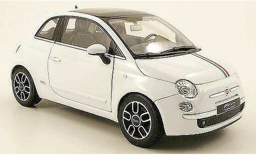 Fiat 500 Base 1/18 Welly blanche italia-bandes auf toit et haube 2007 miniature