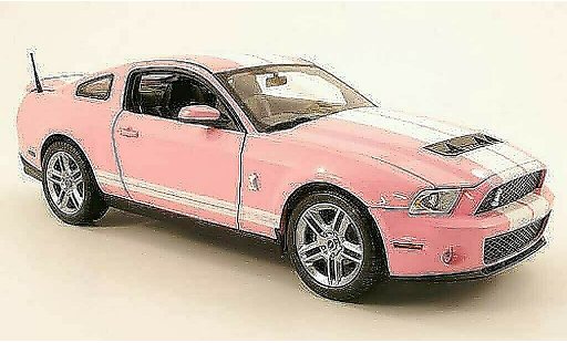Shelby GT 500 2010 1/18 Shelby Collectibles rose/blanche miniature