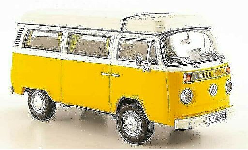 Volkswagen T2 Base 1/43 Premium ClassiXXs Camper avec Aufstelltoit jaune/blanche miniature