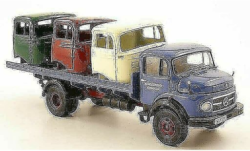 Mercedes LP 911 Base 1/43 Premium ClassiXXs Flachplateau Werkverkehr Mannheim avec 3 Fahrerhausern als Ladegut miniature
