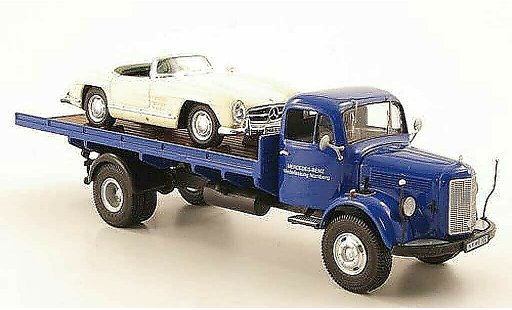 Mercedes L3500 Base 1/43 Premium ClassiXXs Flachplateau -Benz Niederlassung Nurnberg avec Ladegut 300SL Roadster miniature