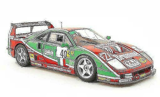 Ferrari F40 Competizione 1/18 Hot Wheels no.40 brummel 24h le mans 1995 l.della noce/a.olofsson/t.ota miniature