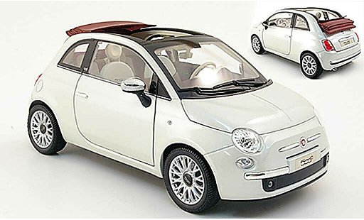 Fiat 500 Cabrio 1/18 Norev blanche/rouge 2009 miniature