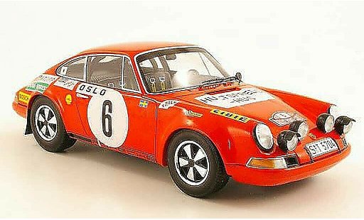 Porsche 911 S 1/18 Spark No.6 B.Waldegaard/L.Helmer Monte Carlo Rally 1970 miniature