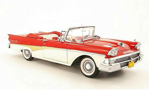 Ford Fairlane 500 Convertible 1/18 Sun Star Cabriolet rouge/blanche miniature