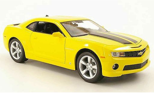 Chevrolet Camaro SS 1/18 Maisto jaune avec bandes noires 2010 miniature