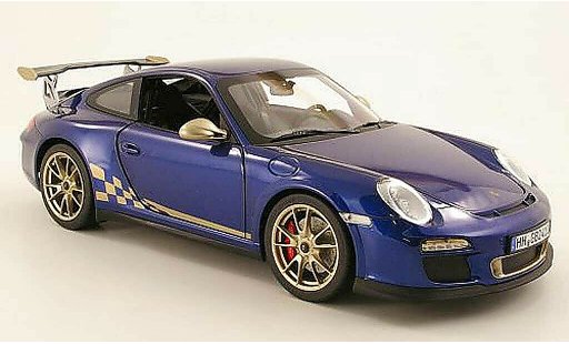 Porsche 911 GT3 RS 1/18 Norev 2010 bleu/beige miniature
