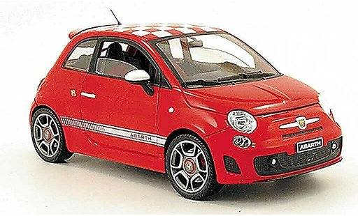 Fiat 500 Abarth 1/18 Mondo Motors rouge avec blanche&Atilde; carreaux toit 2008 miniature