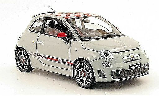 Fiat 500 Abarth 1/18 Mondo Motors grise avec rouge&Atilde; carreaux toit 2008 miniature