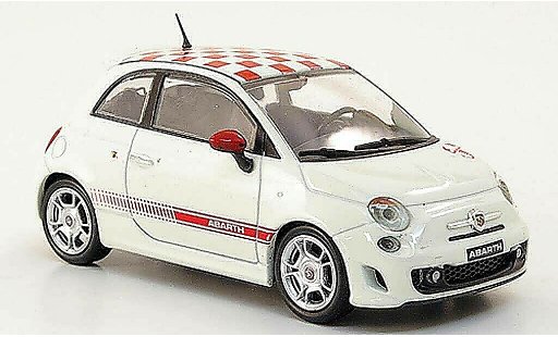 Fiat 500 Abarth 1/43 Hachette blanche/rouge 2008 miniature