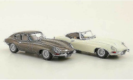 Jaguar E-Type 1961 1/43 Best Jubilaums-Set: Roadster blanche et Coupe grise Autosalon Paris miniature