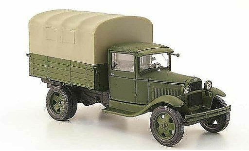 Gaz AA Pritsche 1/43 Nash Avtoprom plateau olive avec beiger Plane miniature