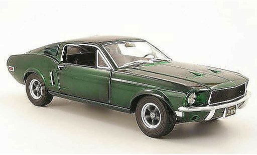 Ford Mustang Bullitt 1/18 Greenlight gt verte 1968 chrome edition miniature