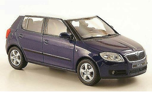 Skoda Fabia II 1/43 Abrex bleu avec blancheem toit 2006 miniature