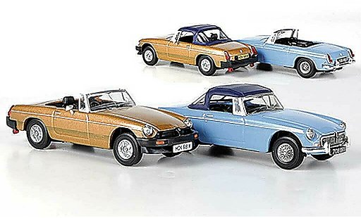 MG B Base 1/43 Vanguards 50th anniversaire Set (The first and the last) bleu et bronze miniature