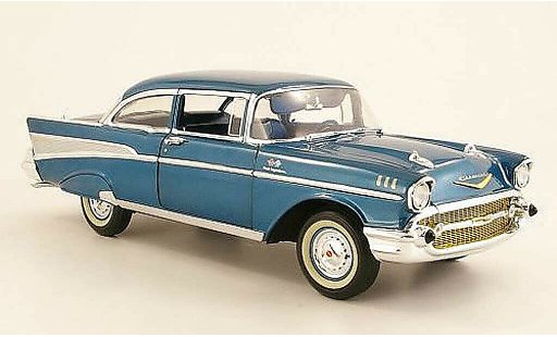 Chevrolet Bel Air Coupe 1/18 Highway 61 1957 bleu miniature