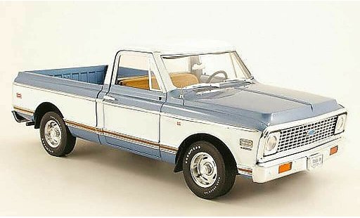 Chevrolet C-10 Pickup 1/18 Highway 61 Fleetside Pick Up bleu/blanche 1972 miniature