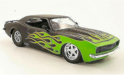 Chevrolet Camaro Z28 1/18 Jada Toys noire avec verde flammes 1968 miniature