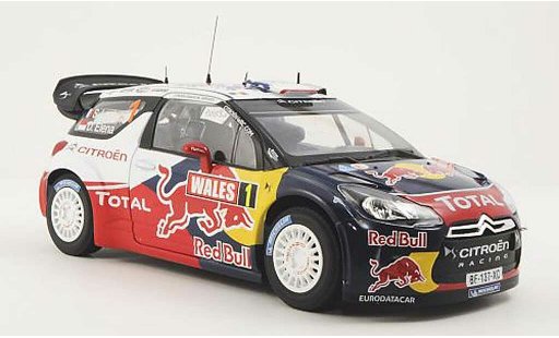 DS Automobiles DS3 WRC 2011 1/18 Norev No.1 Red Bull / Total S.Loeb / D.Elena Wales Rally GB miniature