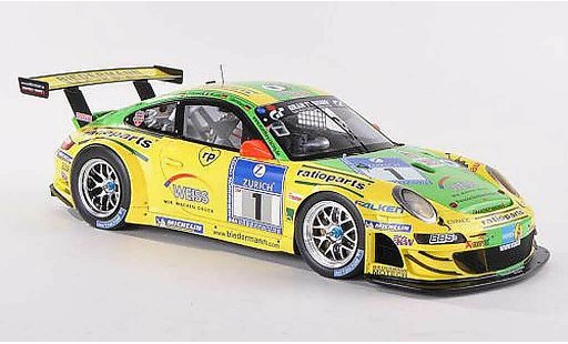 Porsche 911 GT3 RSR 1/18 Spark 2009 No.1 Ratioparts Manthey Racing 24h Nurburgring miniature