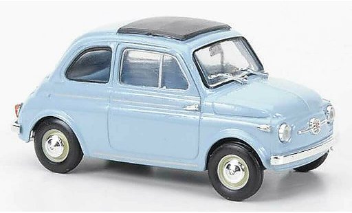 Fiat 500 Nuova 1/43 Brumm bleu geschl. toit pliant un2 Figuren 1959 miniature
