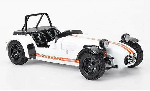 Caterham Super Seven JPE 1/18 Kyosho blanche avec orangenem bandes miniature