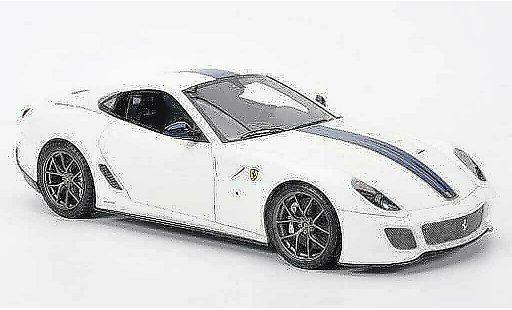 Ferrari 599 GTO 1/18 MR Collection blanche avec bleu bandes miniature