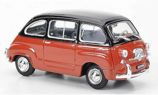 Fiat 600 Multipla 1/43 Brumm D orange/noire 1960 miniature