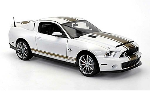 Shelby GT 500 2012 1/18 Shelby Collectibles Super Snake blanche avec goldenen bandes miniature