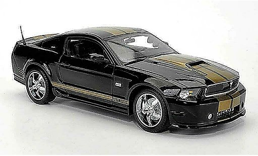 Shelby GT 350 2012 1/18 Shelby Collectibles noire avec goldenen bandes miniature