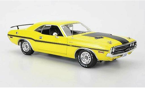 Dodge Challenger 1970 1/18 Greenlight R/T jaune/matnoire NCIS miniature