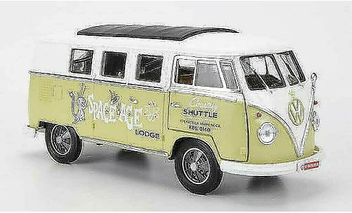 Volkswagen Combi Base 1/18 Greenlight T1 Samba Space Age Lodge - Courtesy Shuttle 1962 miniature