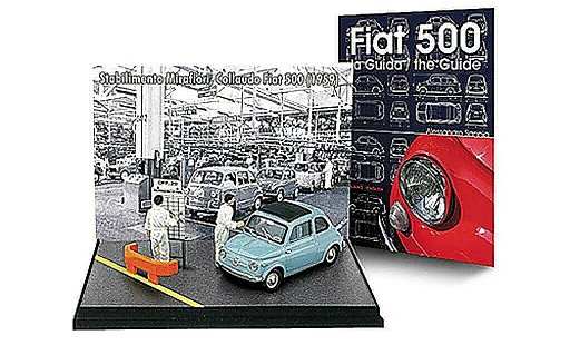 Fiat 500 Nuova 1/43 Brumm Mini-Diorama unBuch: bleu 1959 ave2 Figuren + ''- la Guida / the Guide'' miniature
