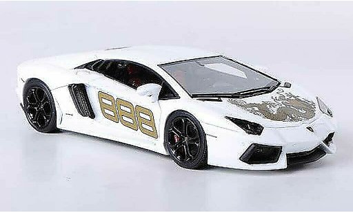 Lamborghini Aventador LP700-4 1/43 Look Smart No.888 blanche avec Drachen-Dekor miniature