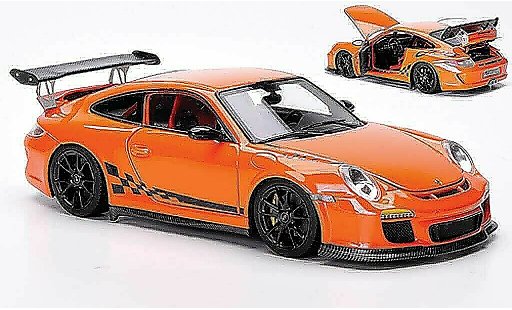 Porsche 911 GT3 RS 1/43 FrontiArt 2010 orange/noire miniature