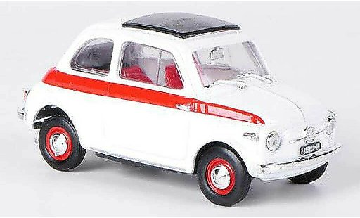Fiat 500 Sport 1/43 Brumm blanche/rouge Schiebetoit ferm&Atilde;&copy; 1959 miniature